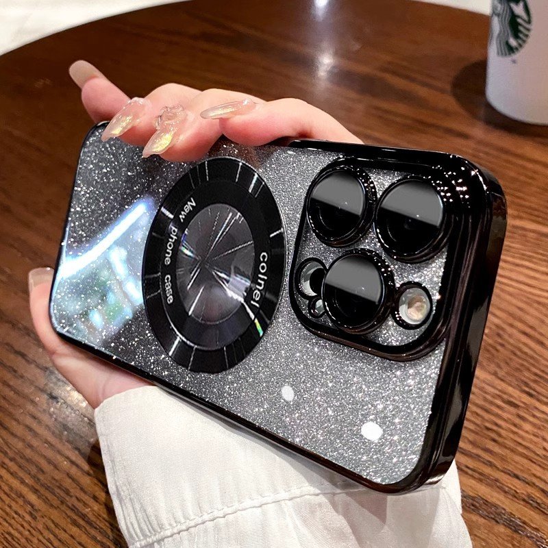 For iPhone 15 14 13 12 11 Pro Max Gradient Electroplating Magnetic Suction Wireless Charging Mobile Phone Case