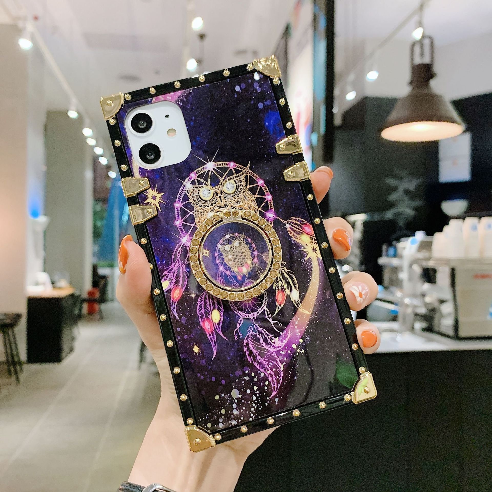 Luxury Protective Cover for Samsung S24U NOTE20U Dreamy Starry Sky Wind Chime Glitter Diamond Bracket Mobile Phone Cases