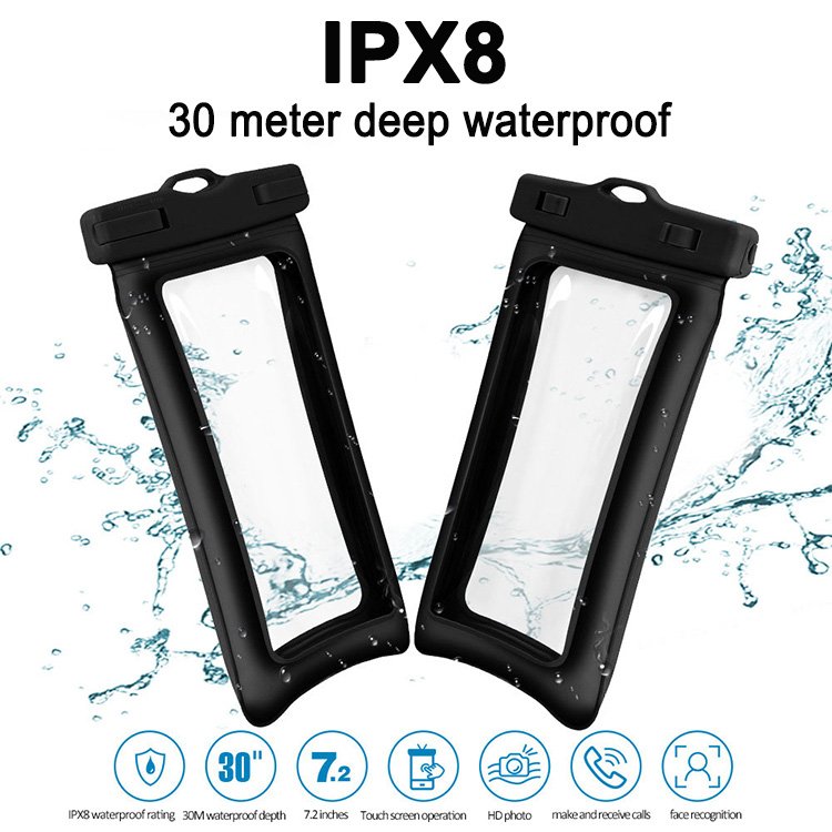 7.2inch Dual Airbags Floating Buoyancy IPX8 Swim Diving Universal PVC Cell Mobile Case Waterproof Phone Bag Pouch