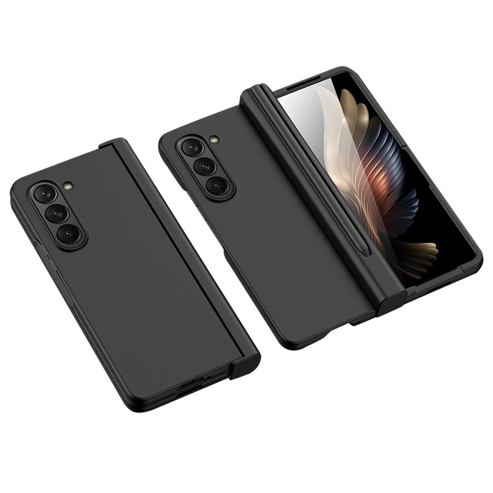 VIETAO with Pen Slot Mobile Phone Case PC Anti-fingerprint Matte Folding Plain with Tempered Film for Samsung Galaxy Z Fold 6 5