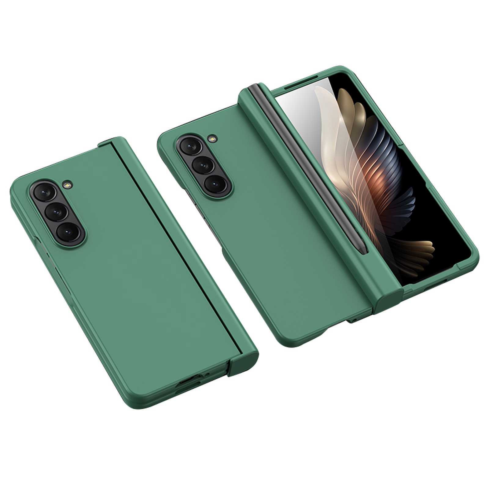 VIETAO with Pen Slot Mobile Phone Case PC Anti-fingerprint Matte Folding Plain with Tempered Film for Samsung Galaxy Z Fold 6 5