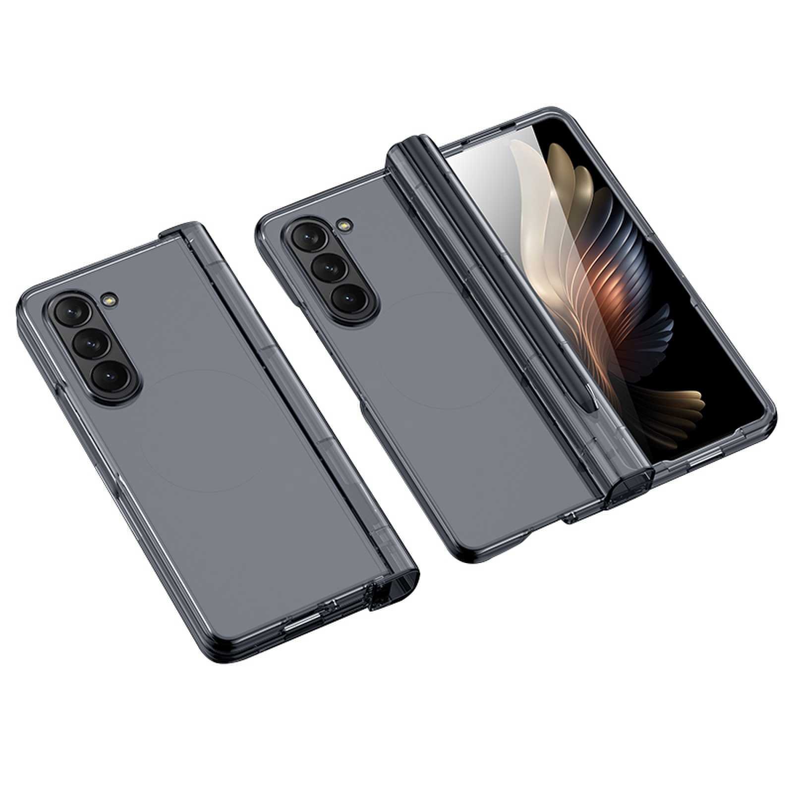 VIETAO with Pen Slot Mobile Phone Case PC Anti-fingerprint Matte Folding Plain with Tempered Film for Samsung Galaxy Z Fold 6 5