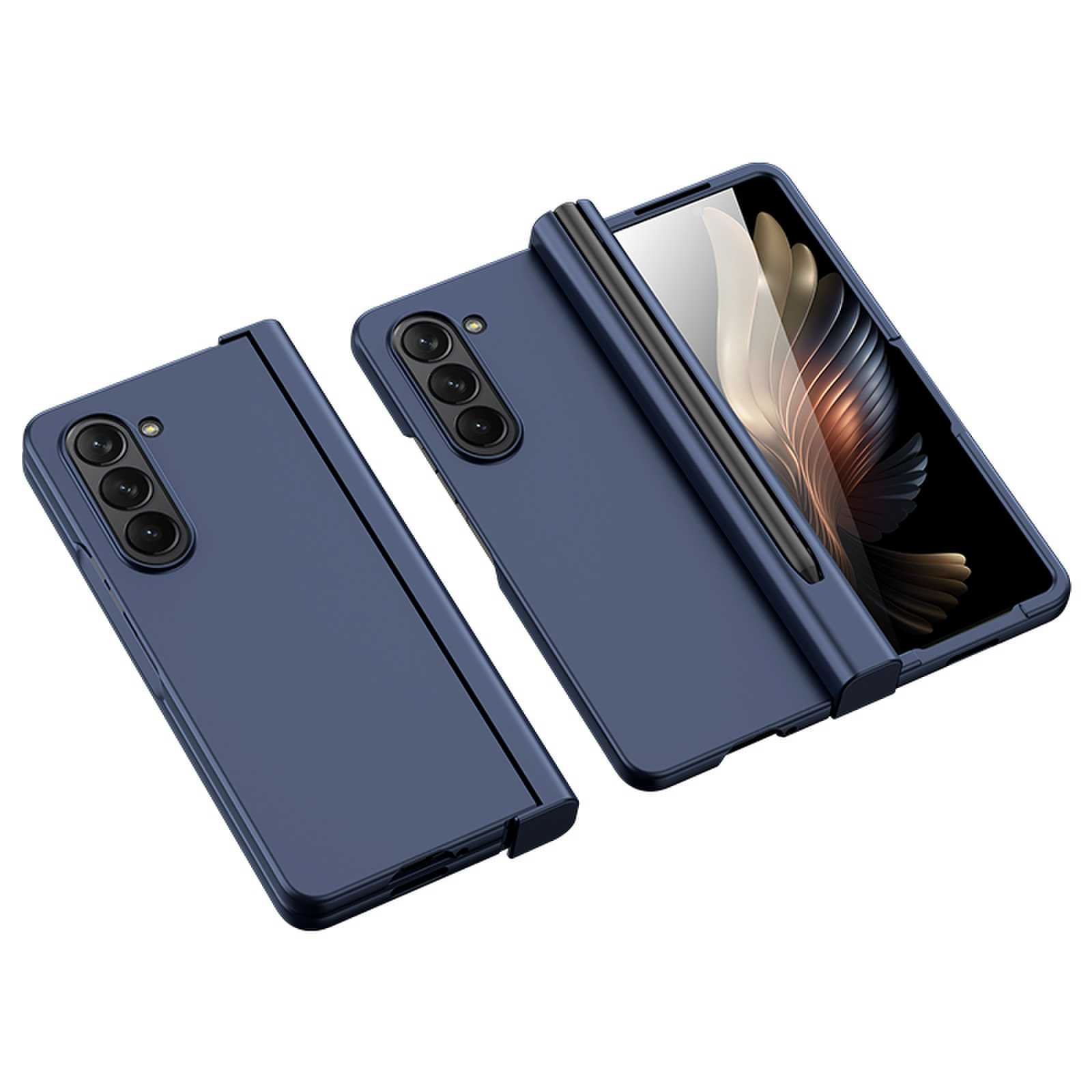 VIETAO with Pen Slot Mobile Phone Case PC Anti-fingerprint Matte Folding Plain with Tempered Film for Samsung Galaxy Z Fold 6 5