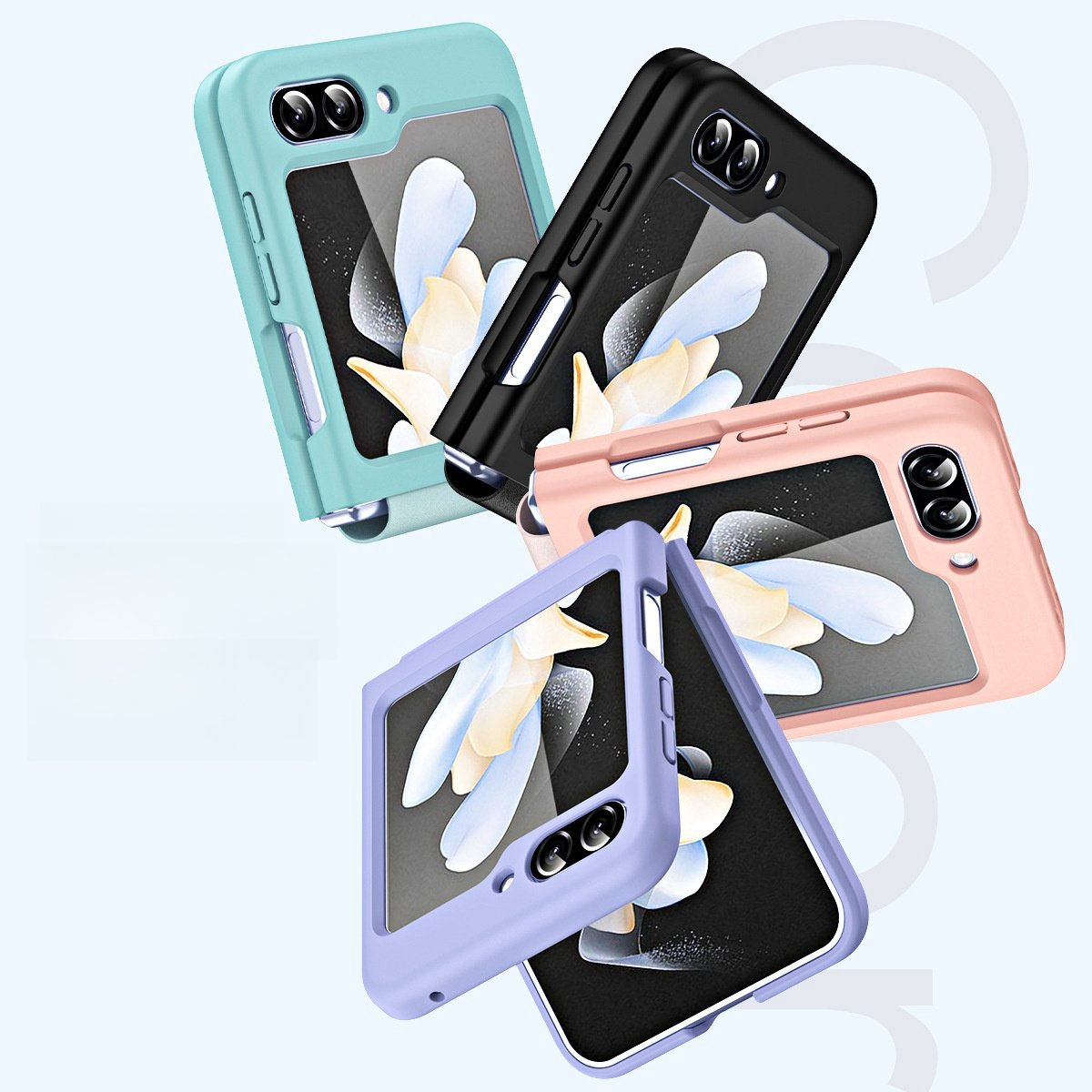 for Samsung Z Flip 6 Mobile Phone Case with Wristband Folding Screen Anti-Fall Protective Film Cover for One Flip 5/4/3