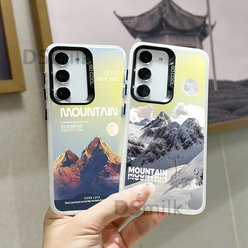 INS laser mobile phone cases snow mountain for samsung S24 S23 S22 plus ultra