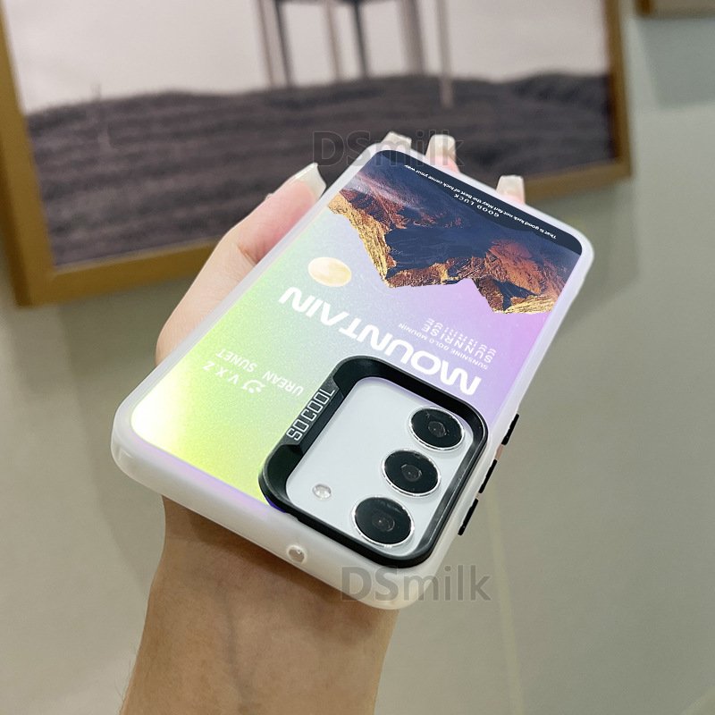 INS laser mobile phone cases snow mountain for samsung S24 S23 S22 plus ultra