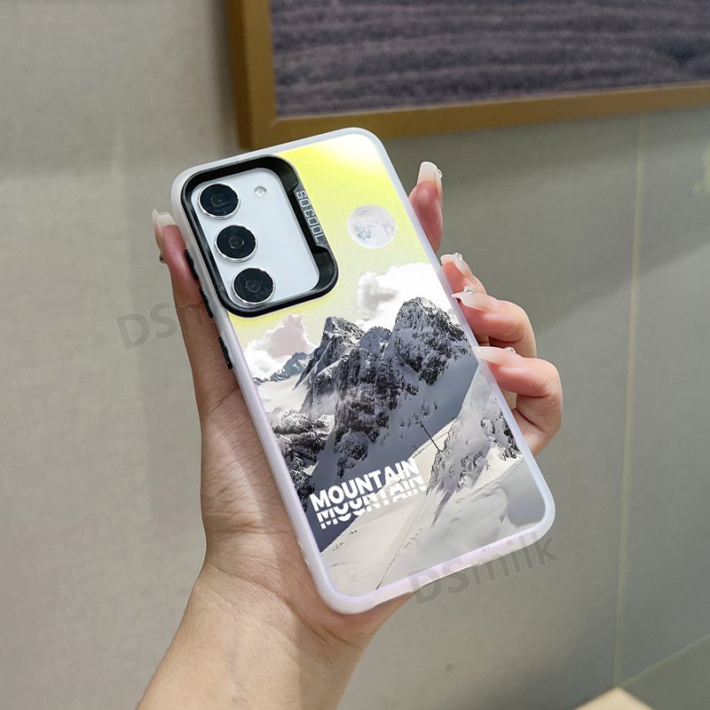 INS laser mobile phone cases snow mountain for samsung S24 S23 S22 plus ultra