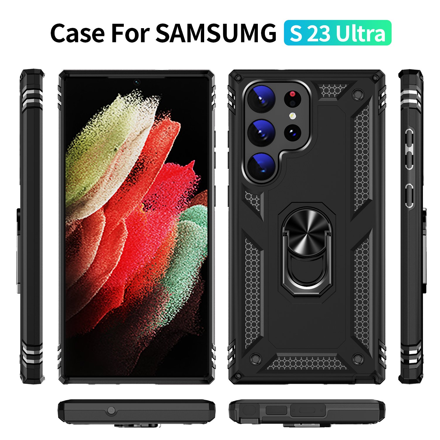 Armor Design Phone case Drop Tested Protection Cover With Ring Holder For Samsung Galaxy S23 S22 S21 Ultra S23+ S22+ S21+