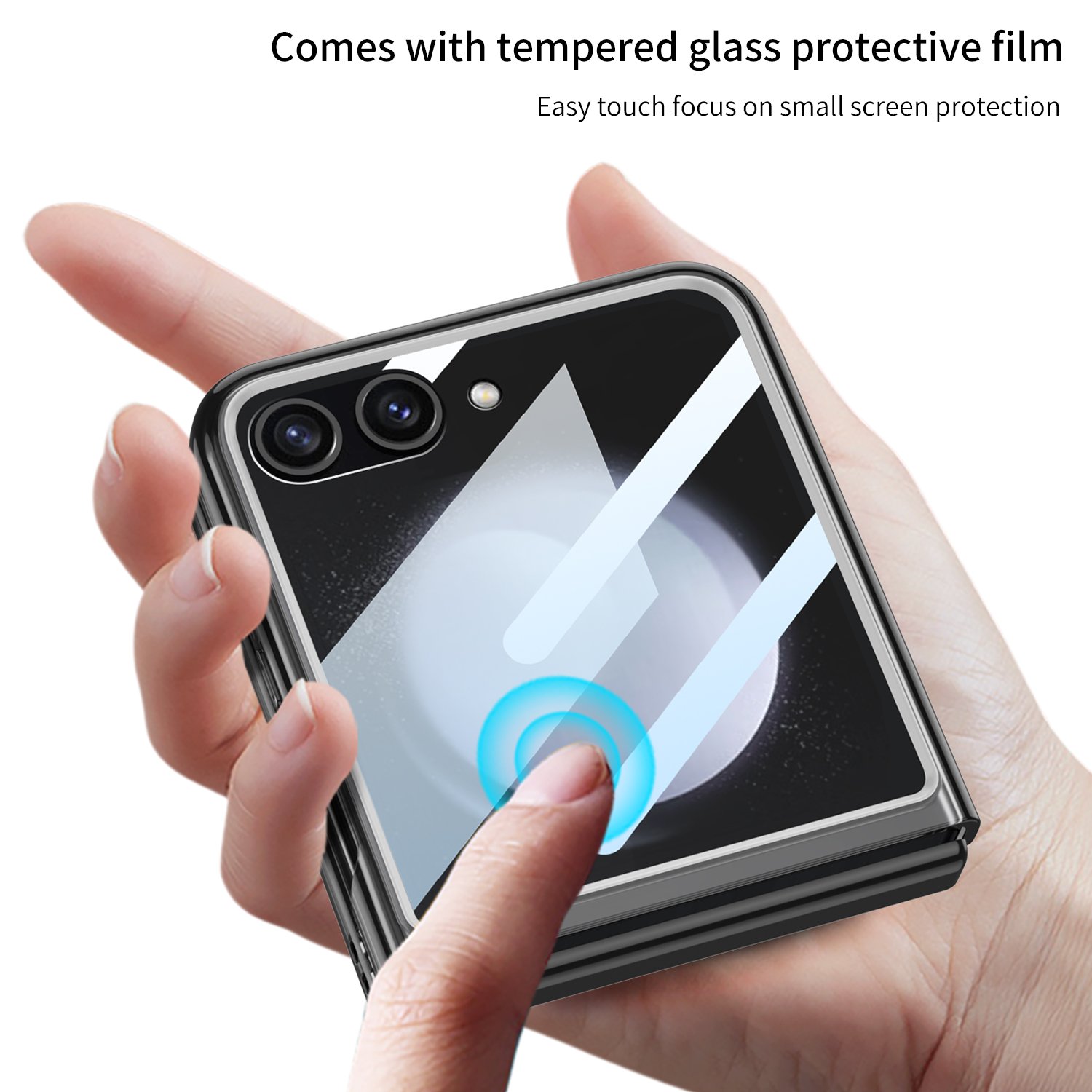 For samsung galaxy z flip 5 6 case large window semi clear z flip 6 case solid color transparent anti drop foldable phone case