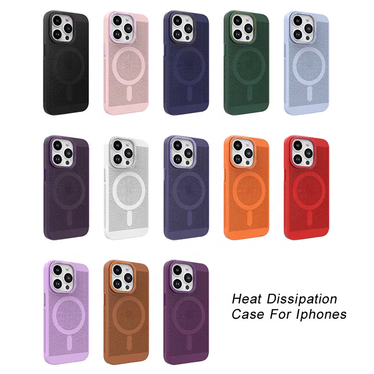Wireless Charging Mesh Hole Heat Dissipation Phone Case For Iphone 12 13 Pro max 14 Plus Magnetic Mobile Cover