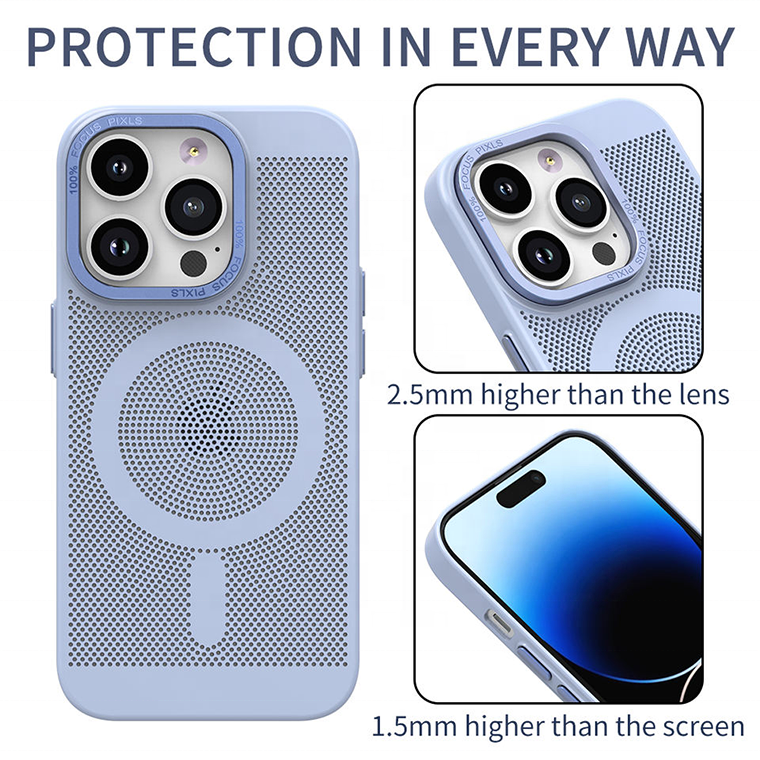 Wireless Charging Mesh Hole Heat Dissipation Phone Case For Iphone 12 13 Pro max 14 Plus Magnetic Mobile Cover