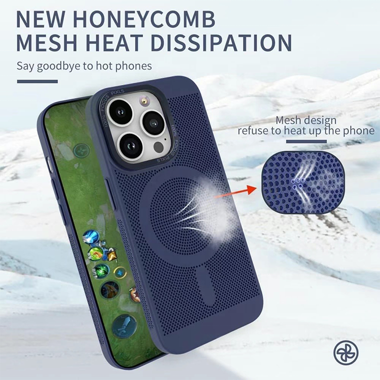Wireless Charging Mesh Hole Heat Dissipation Phone Case For Iphone 12 13 Pro max 14 Plus Magnetic Mobile Cover