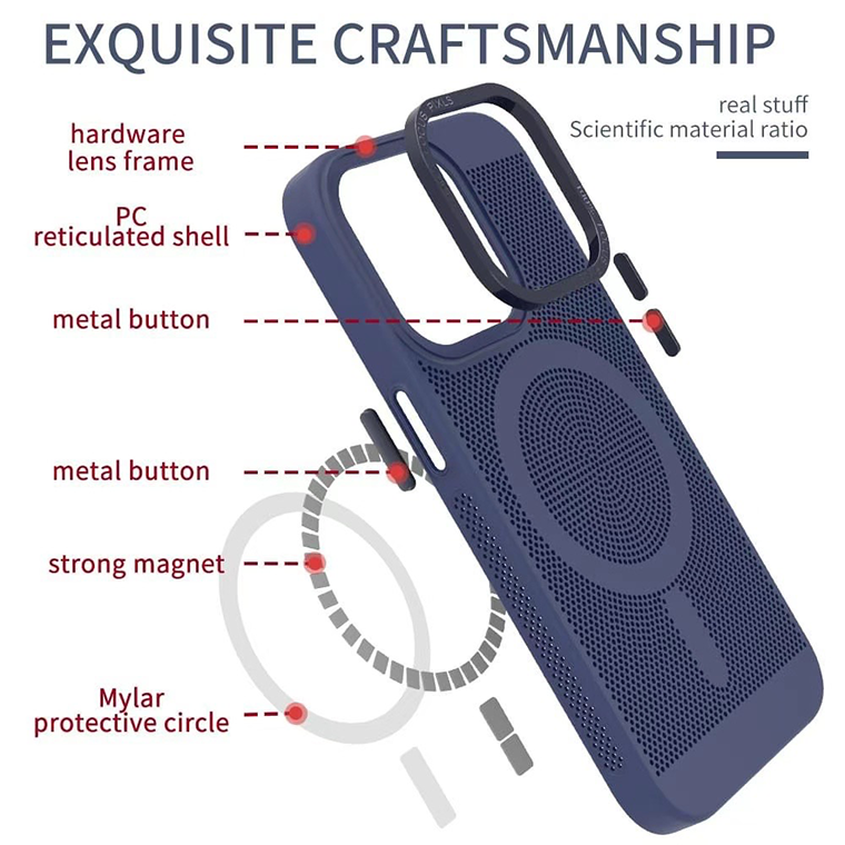 Wireless Charging Mesh Hole Heat Dissipation Phone Case For Iphone 12 13 Pro max 14 Plus Magnetic Mobile Cover