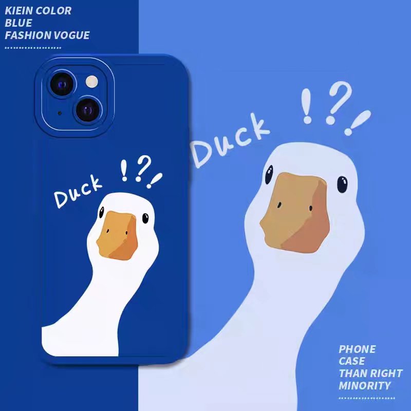 Cartoon Doubt Duck Smile Lattice Case For iPhone 11 12 13 14 Pro Max XR XS X 7 8 Plus SE2020 Mini Shockproof Soft Silicone Cover 16