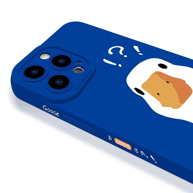 Cartoon Doubt Duck Smile Lattice Case For iPhone 11 12 13 14 Pro Max XR XS X 7 8 Plus SE2020 Mini Shockproof Soft Silicone Cover 16
