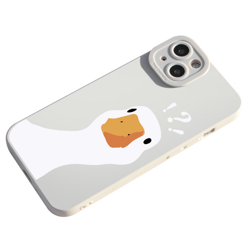 Cartoon Doubt Duck Smile Lattice Case For iPhone 11 12 13 14 Pro Max XR XS X 7 8 Plus SE2020 Mini Shockproof Soft Silicone Cover 16