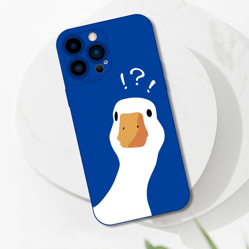 Cartoon Doubt Duck Smile Lattice Case For iPhone 11 12 13 14 Pro Max XR XS X 7 8 Plus SE2020 Mini Shockproof Soft Silicone Cover 16