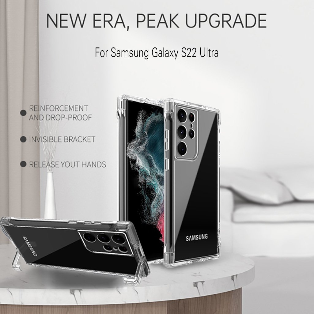 Clear Shockproof Phone Popular portable bracket mobile phone case for case Samsung S22ultra