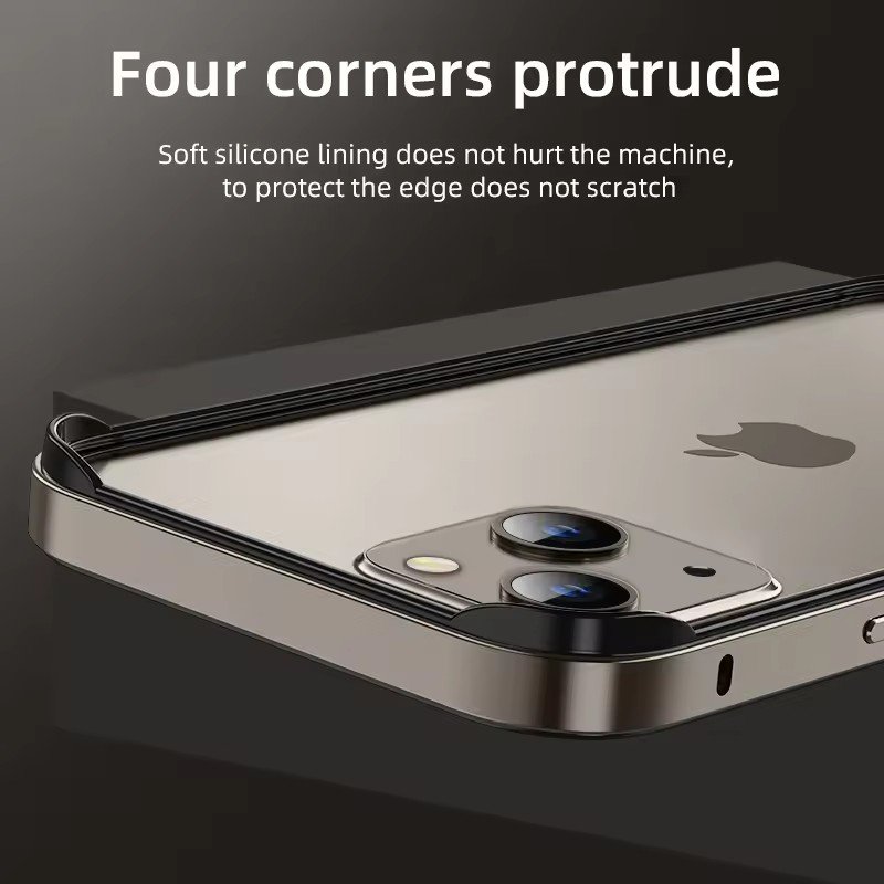 Aluminum Metal Silicone Hard Shockproof Frame Back Cover Bumper Case for iPhone 16 15 14 13 12 Pro Max Plus Case Bumper