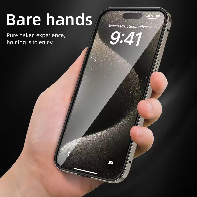Aluminum Metal Silicone Hard Shockproof Frame Back Cover Bumper Case for iPhone 16 15 14 13 12 Pro Max Plus Case Bumper