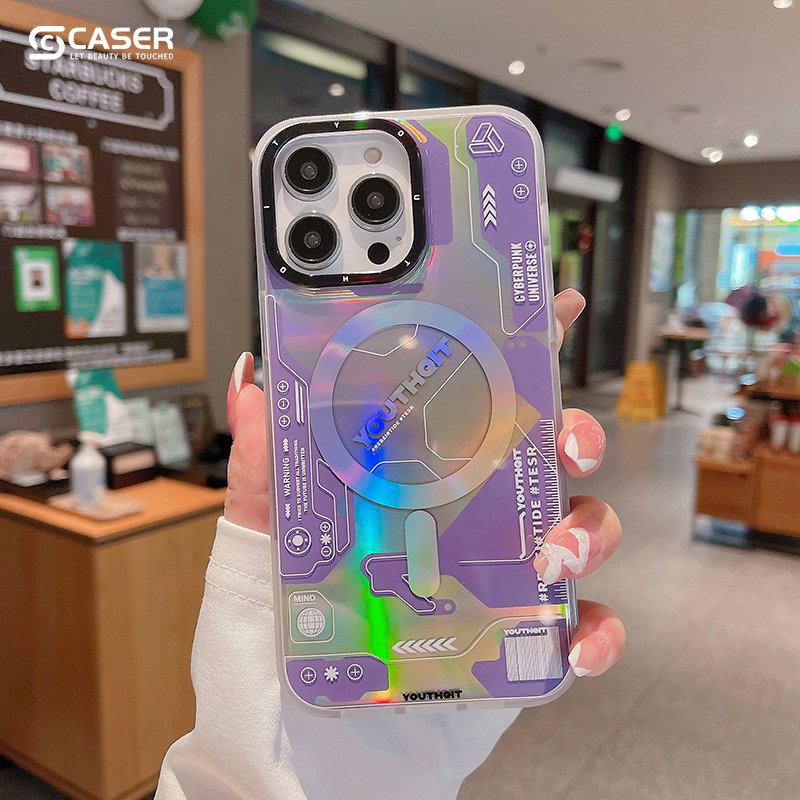 New Product Laser Magnetic Monogram Mobile Phone Cover Hot Sell Creativity Shockproof Pc Hard Phone Cover For Iphone 16 15 14