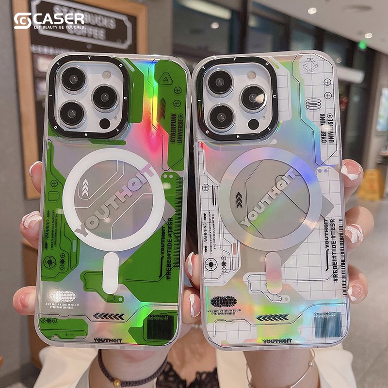 New Product Laser Magnetic Monogram Mobile Phone Cover Hot Sell Creativity Shockproof Pc Hard Phone Cover For Iphone 16 15 14