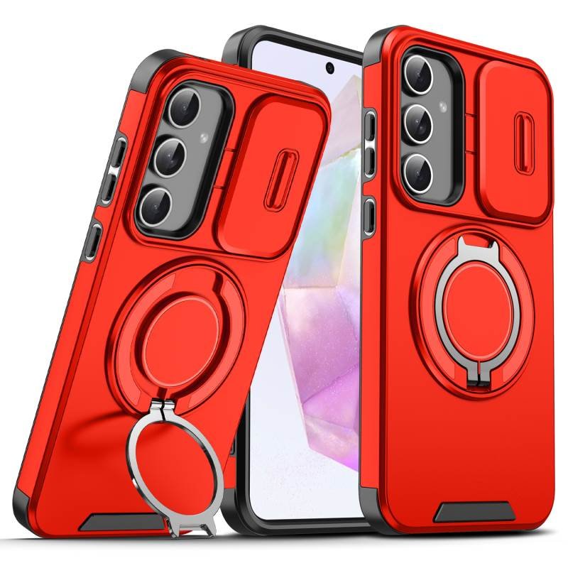 High Quality With Finger Ring Phone Case for Samsung A14 A54 A13 A23 A15 A25 A35 A55 5g Anti-Fall With Sliding Window Cover