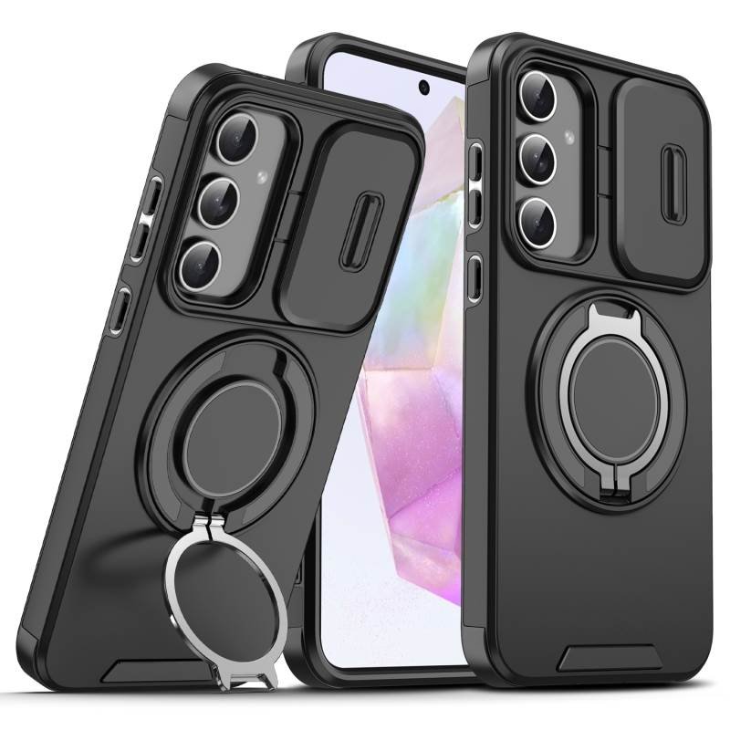 High Quality With Finger Ring Phone Case for Samsung A14 A54 A13 A23 A15 A25 A35 A55 5g Anti-Fall With Sliding Window Cover