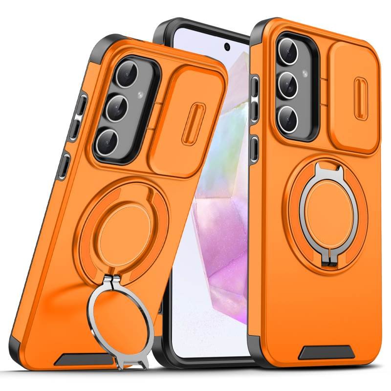 High Quality With Finger Ring Phone Case for Samsung A14 A54 A13 A23 A15 A25 A35 A55 5g Anti-Fall With Sliding Window Cover