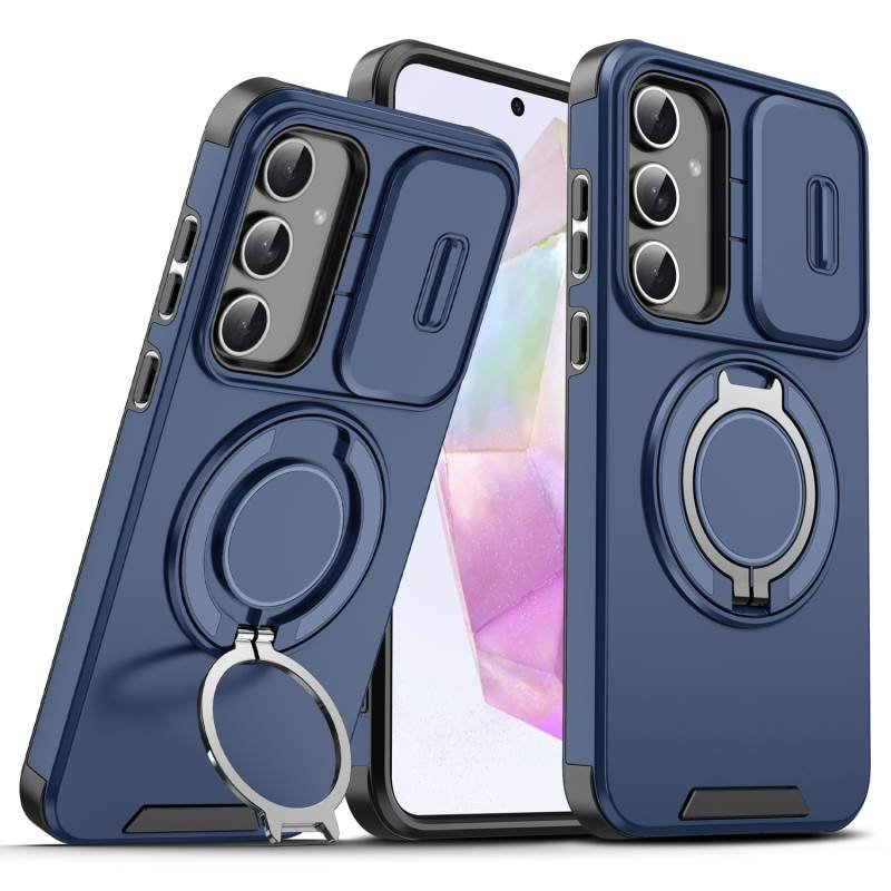 High Quality With Finger Ring Phone Case for Samsung A14 A54 A13 A23 A15 A25 A35 A55 5g Anti-Fall With Sliding Window Cover