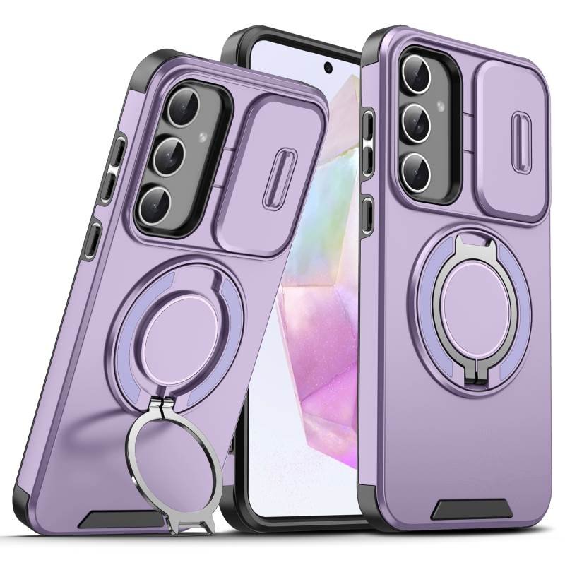 High Quality With Finger Ring Phone Case for Samsung A14 A54 A13 A23 A15 A25 A35 A55 5g Anti-Fall With Sliding Window Cover