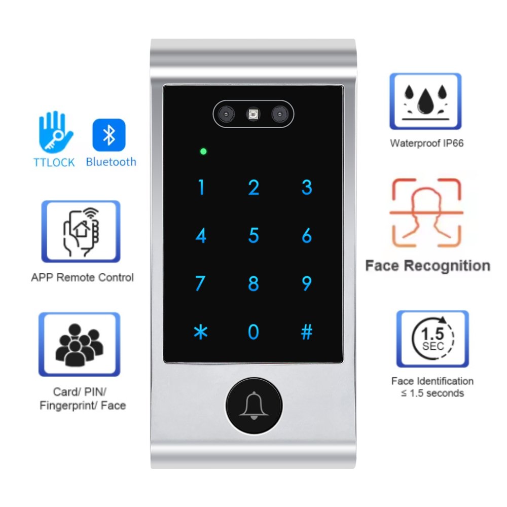 TTLock Ble/WiFi Password Card Door Access Controller Face Recognition Biometric Time Attendance Access Control System
