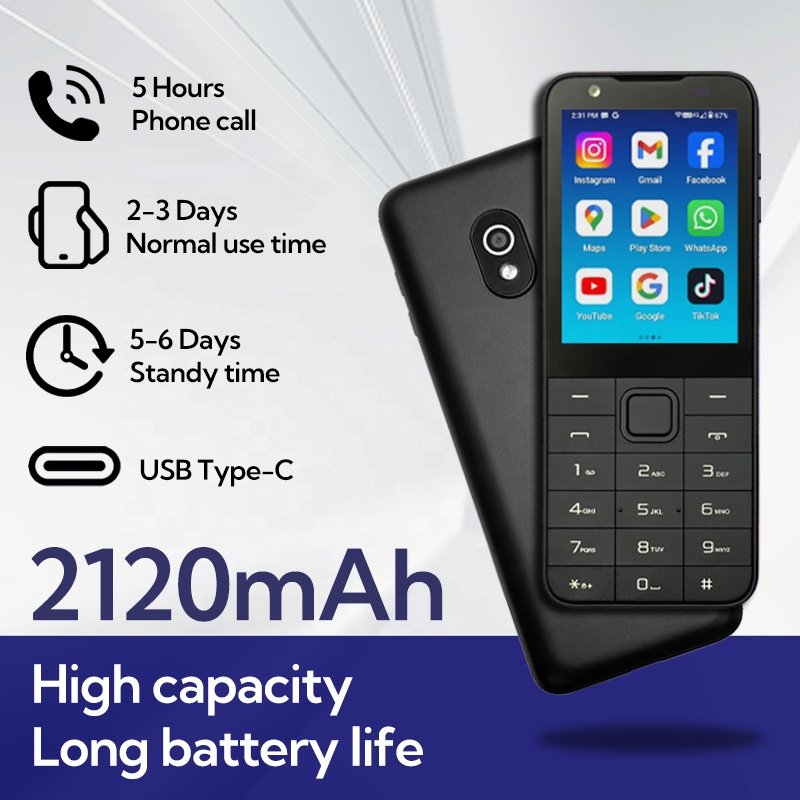 usa bands 2.8 inch 4g android keypad phone 3GB+32GB memory smart button feature bar mobile phones smartphone