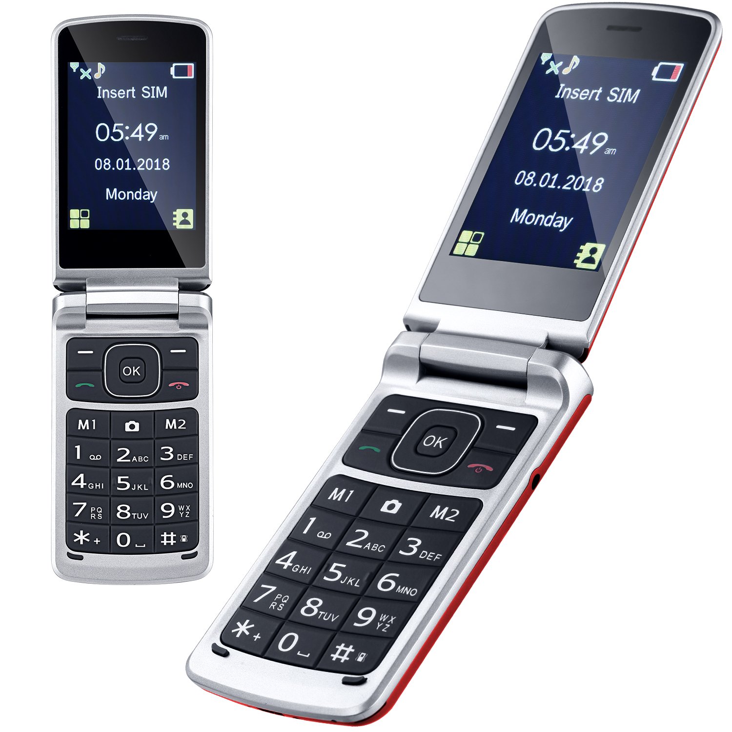 Red GSM dual sim dual folding mobile phones old man keypad senior flip phone with competitive price