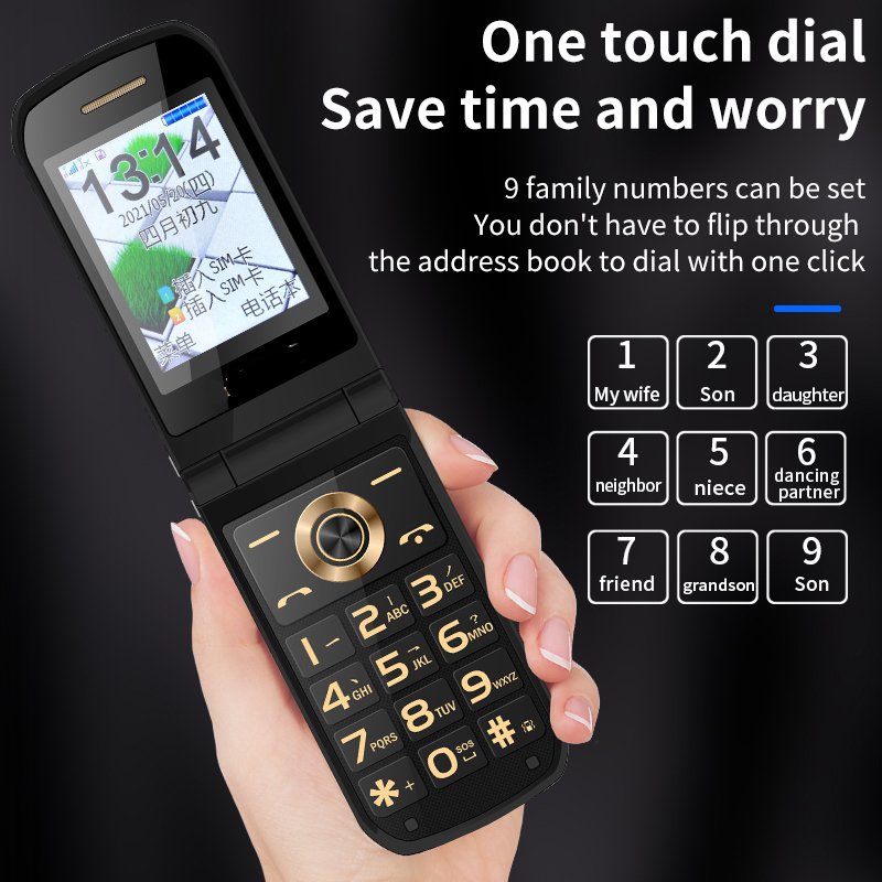 New Design Flip Phone 4G Lte Oem 4G Flip Mobile Phones Unlocked Keypad With 4G internet Sos Flip Phone 4G Elderly For Seniors
