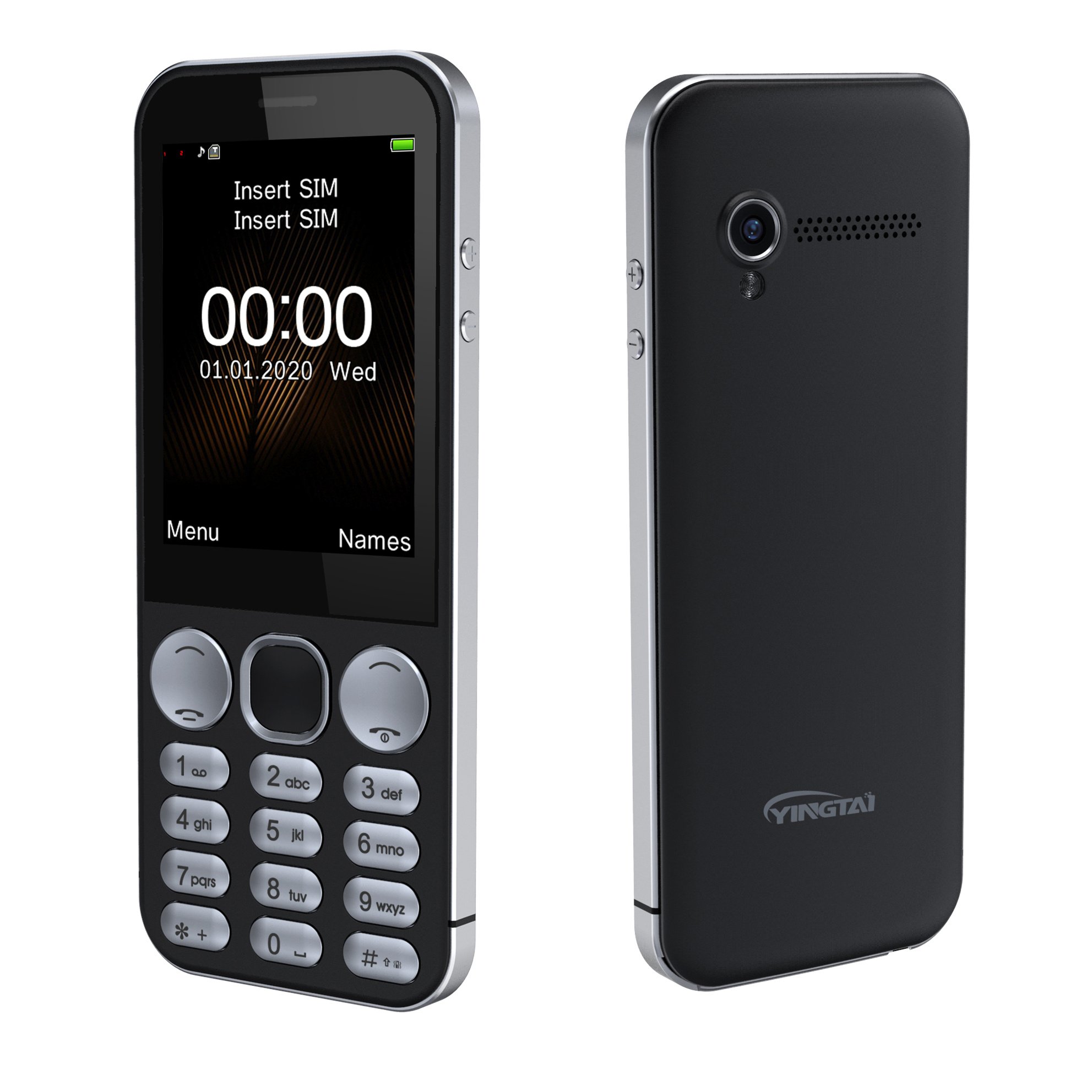 2.8 inch gsm single screen straight board big button mobile phone with electroplate keypad