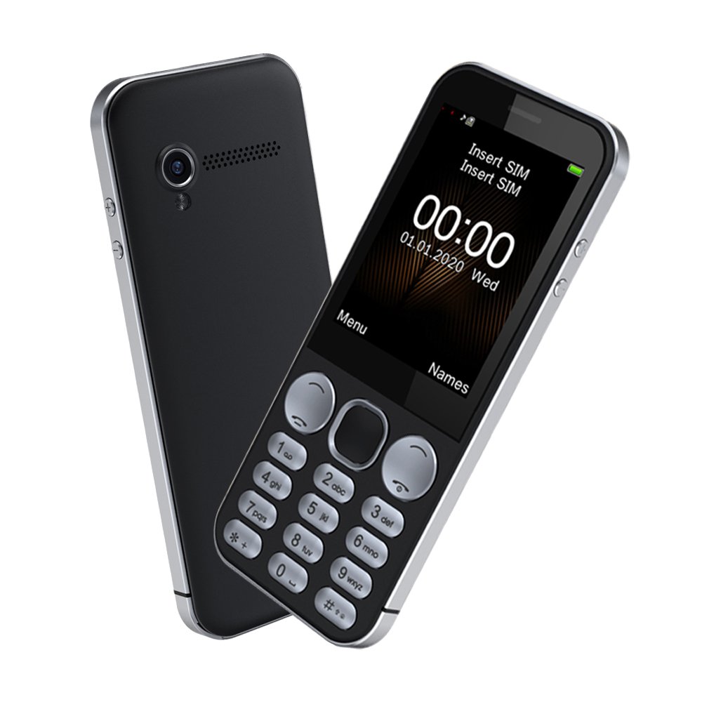 2.8 inch gsm single screen straight board big button mobile phone with electroplate keypad