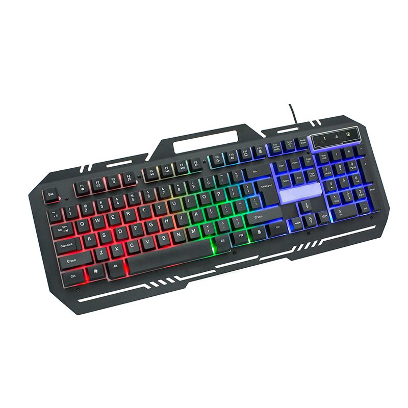 Wired Luminous Keyboard Cool Rainbow Backlight Lighting Keyboard with Phone Hole Gaming Keyboard