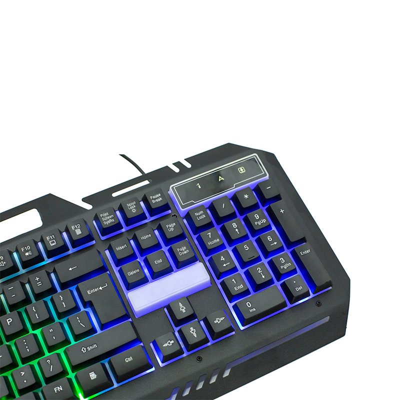 Wired Luminous Keyboard Cool Rainbow Backlight Lighting Keyboard with Phone Hole Gaming Keyboard