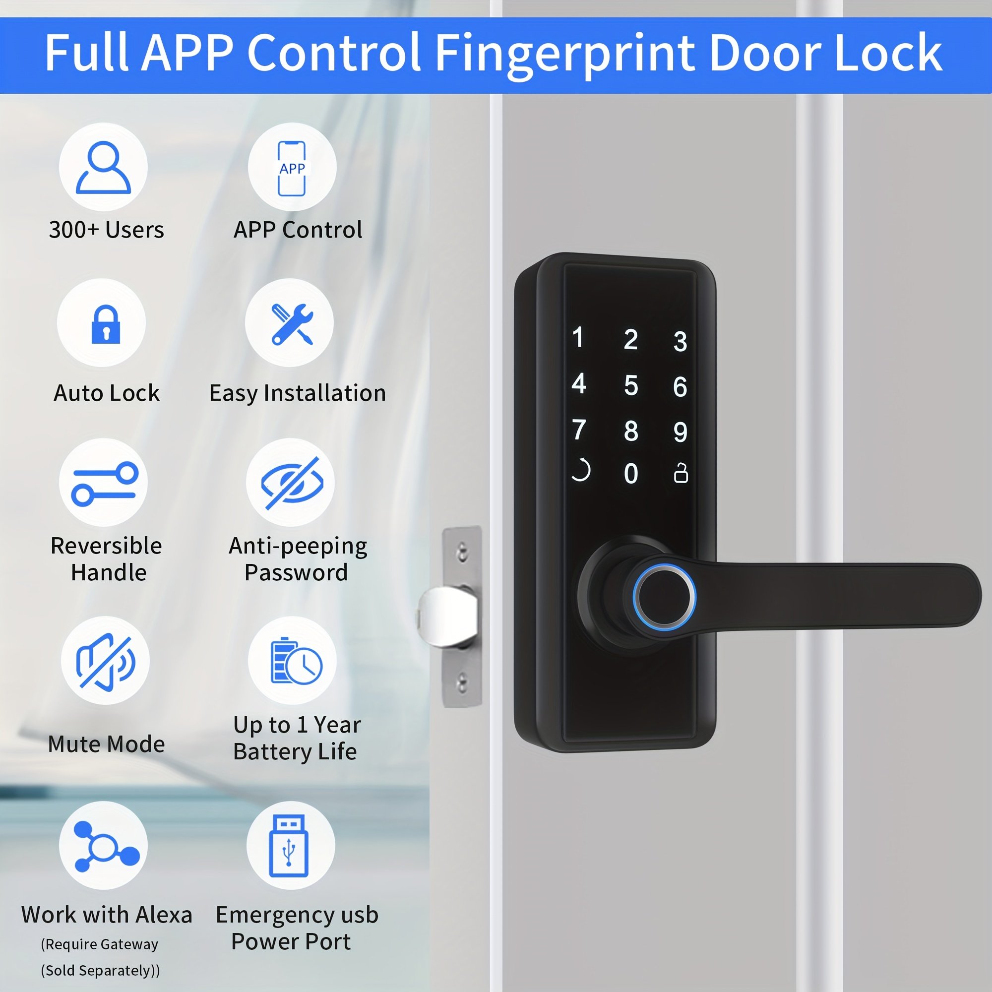 NeweKey Smart hotel Door Lock Fingerprint Keypad Lock Tuya TTlock Wifi BLE Password Keyless Apartment Room Smart Door Lock