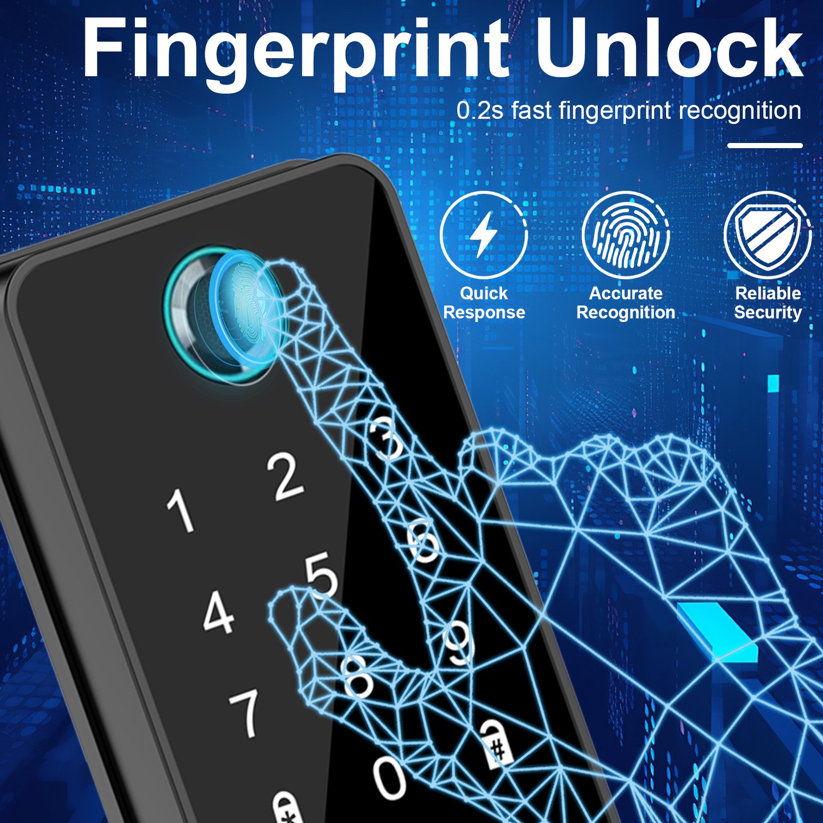 Hot Selling Smart Deadbolt Fingerprint Door 5-in-1 Keyless Entry Door Lock Digital Keypad Deadbolt Electronic Smart Door
