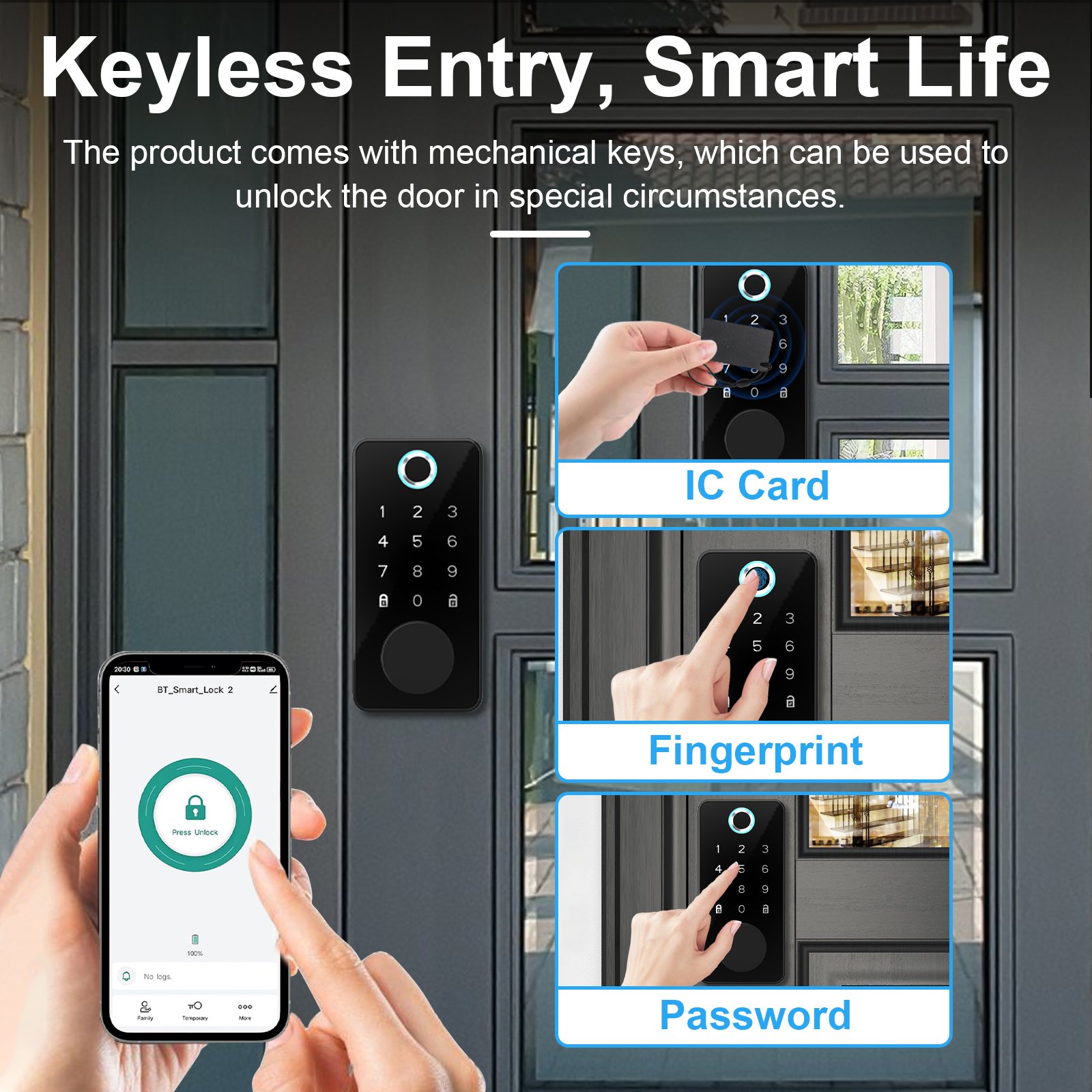 Hot Selling Smart Deadbolt Fingerprint Door 5-in-1 Keyless Entry Door Lock Digital Keypad Deadbolt Electronic Smart Door