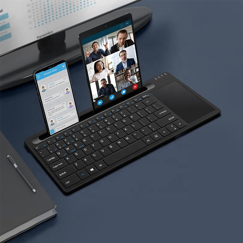 Factory Wholesale Customized ABS 3 BT Channels Rechargeable Multi Device Wireless Keyboard for Tablet PC Mobile Phones