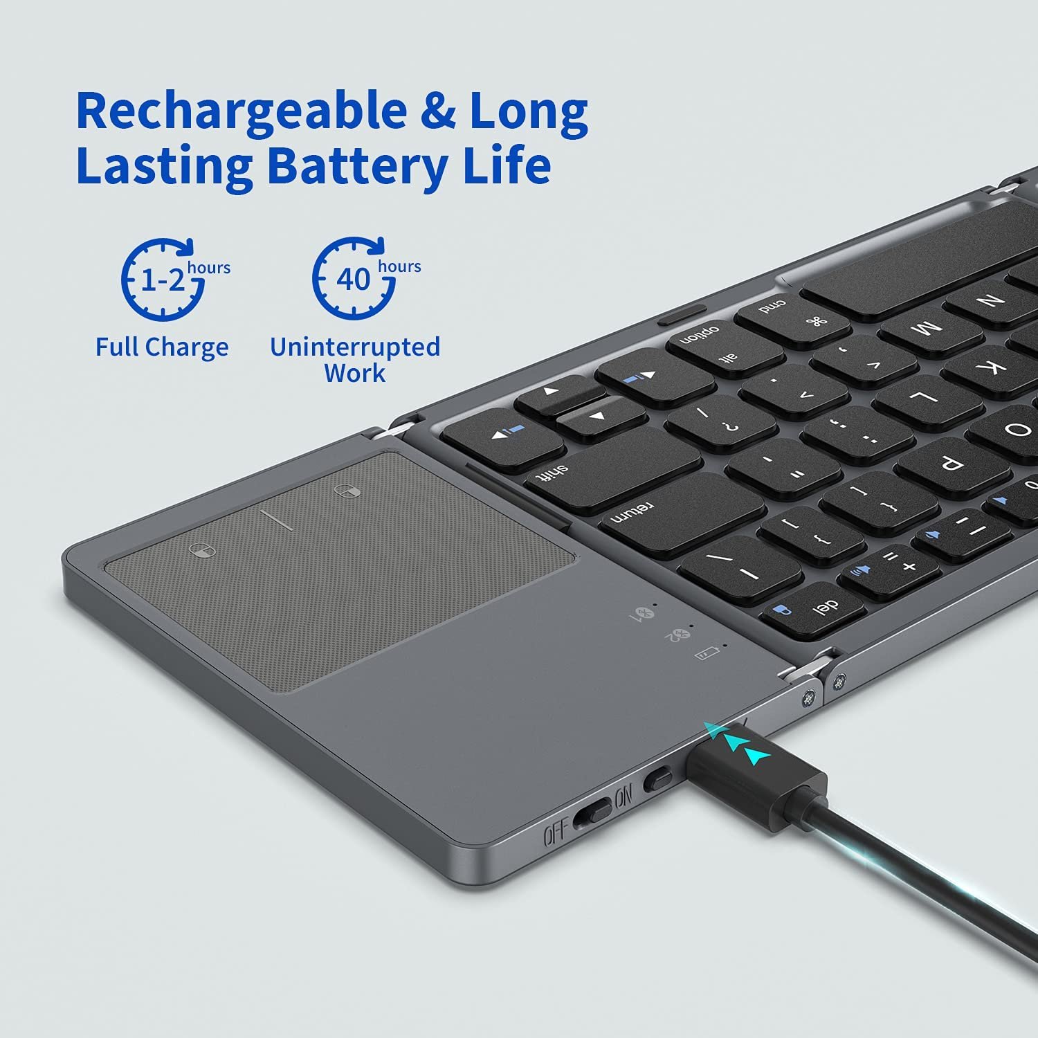 Rechargeable Wireless Bluetooths Keyboard Ultra Slim Touchpad Foldable Keyboard for Tablet Pc Mobile Phone