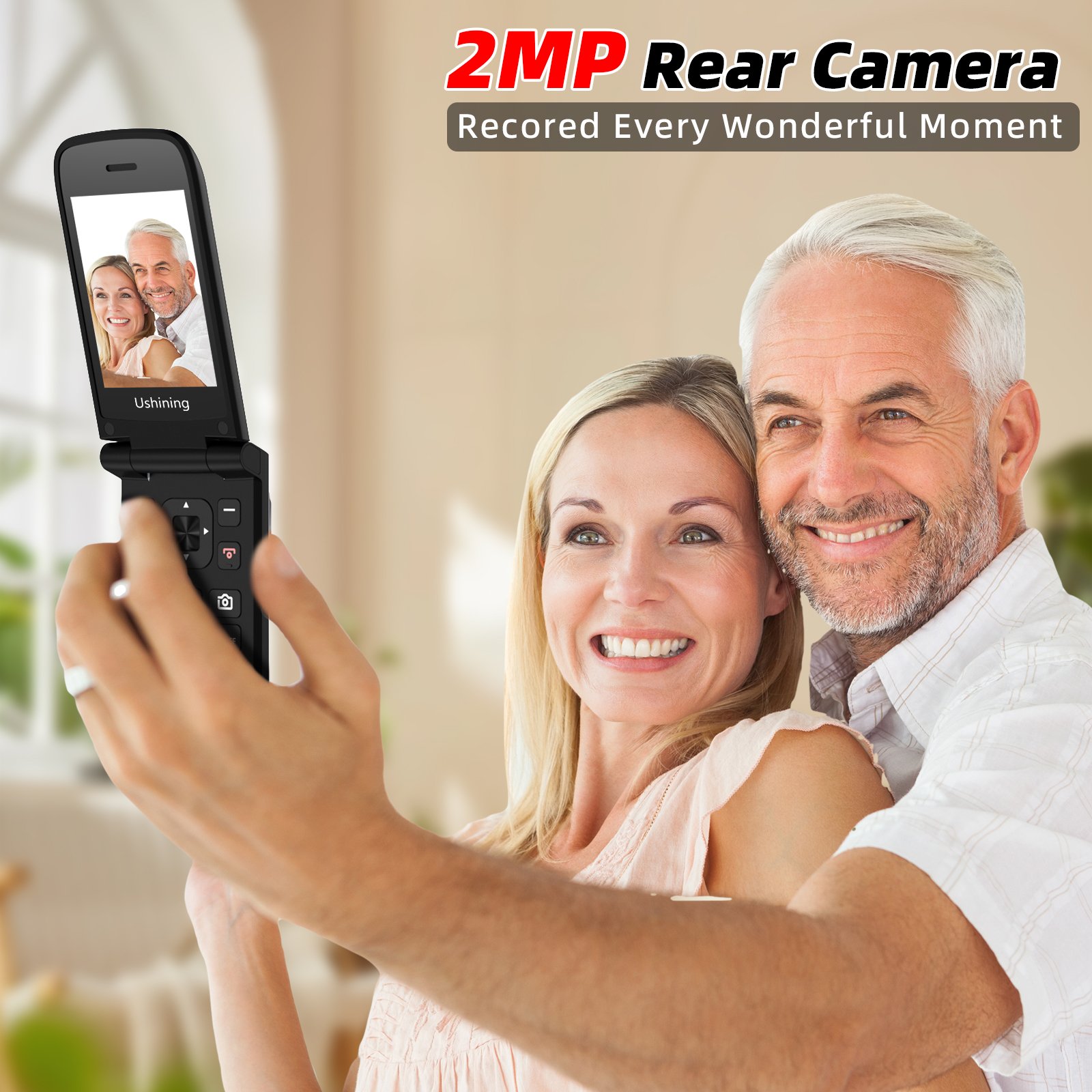 4G Small Cell Phone with Keypad Feature Mobile Phone Text to Voice Dual Screen 2.8/1.77 Inch Cell Phone Big Button for Seniors