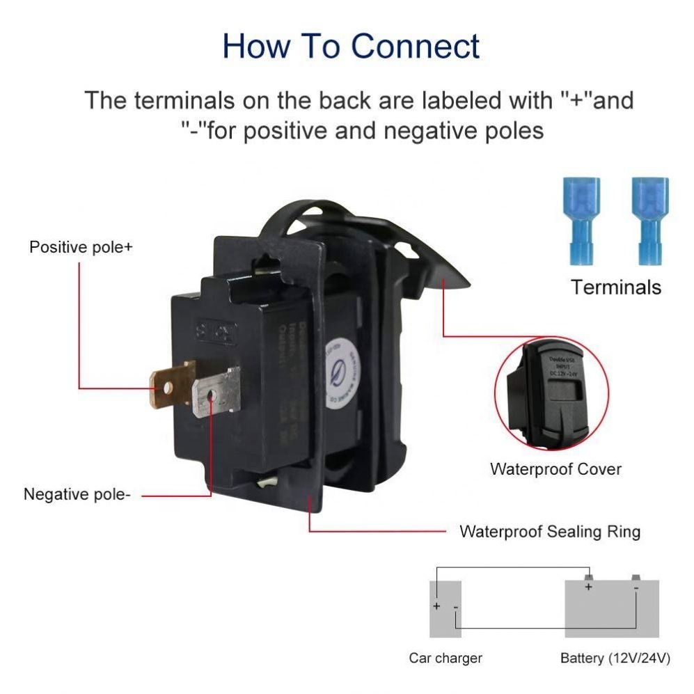 New car RV yacht modified dual USB digital display fast charge QC3.0 + PD3.0 car charger 45W