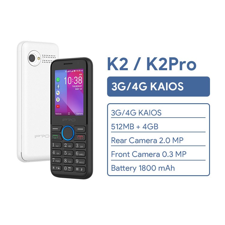 IPRO Factory Direct Kai OS 3G feature phone 512MB+4GB 1800mAh 2.4 inch dual sim feature phone