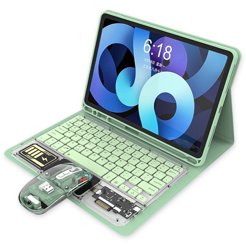 2023 New style Transparent wireless keyboard and mouse set 7 color RGB with touchpad for ipad and Android tablet