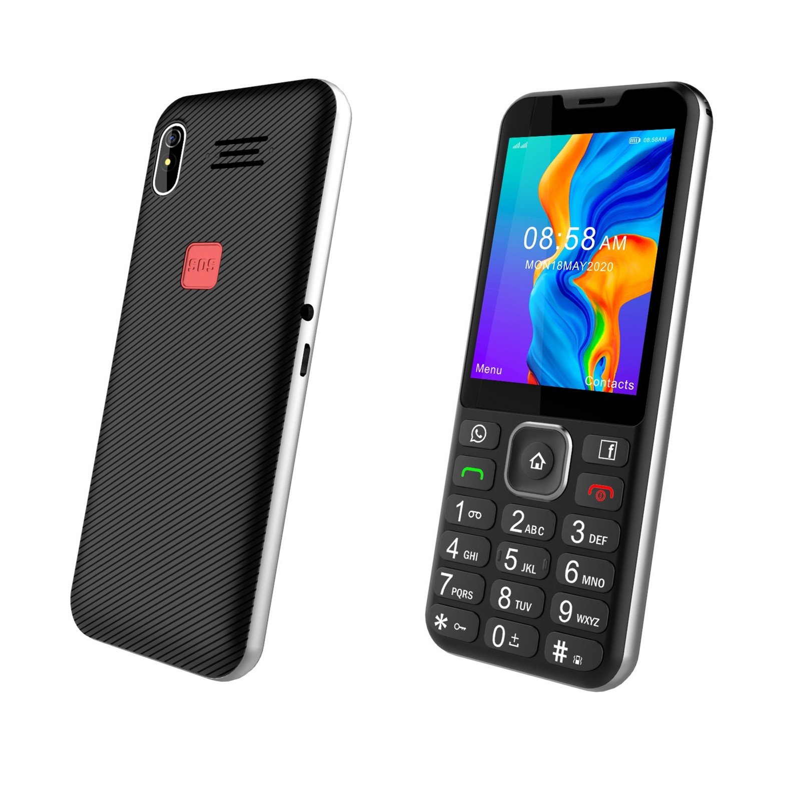 4g keypad dual sim feature phones senior bar mobile phones with rear 0.3MP camera dual front camera optional