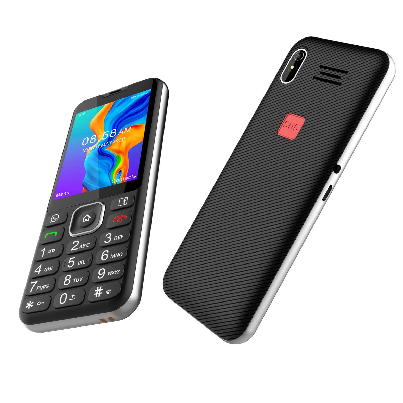 4g keypad dual sim feature phones senior bar mobile phones with rear 0.3MP camera dual front camera optional